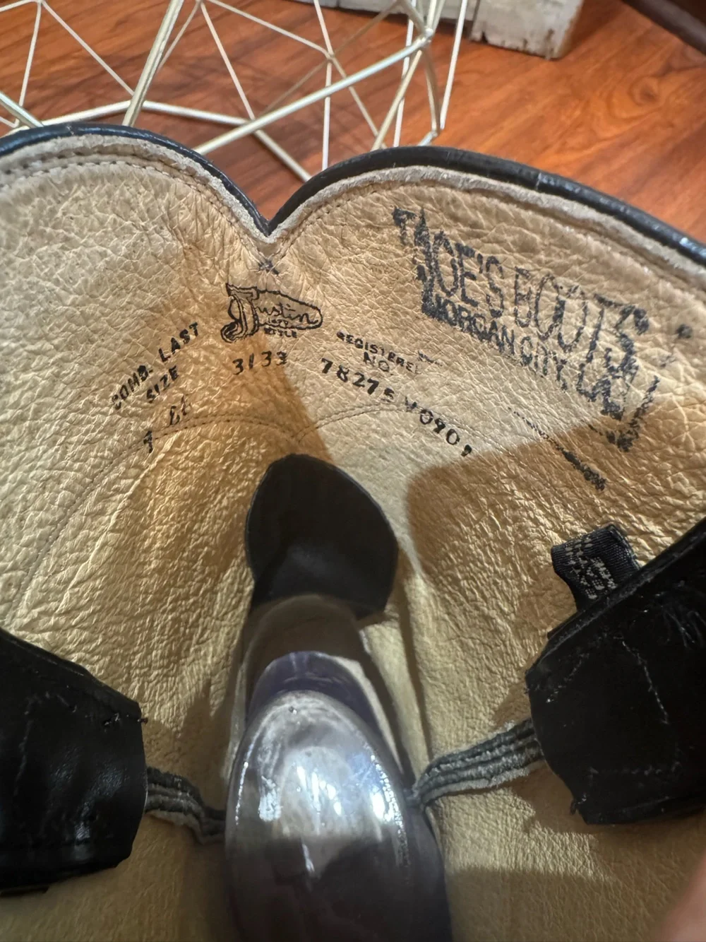 Justin black leather roper boots, cowboy size 9